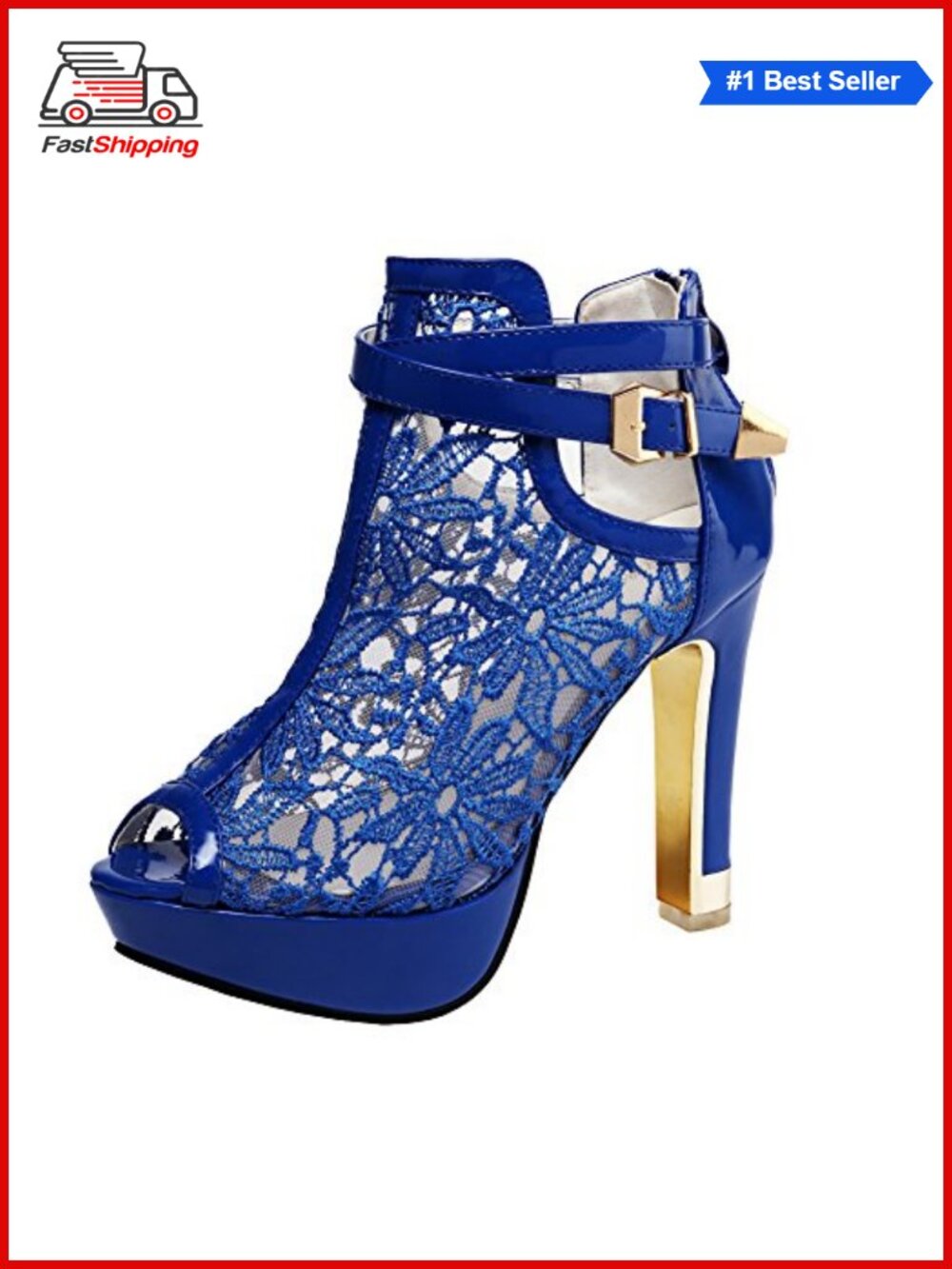Womens Open Toe Lace Floral Block Heel Ankle Boots Buckle Booties Synthetic